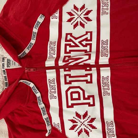 PINK Victoria Secret Christmas Holiday Pajama Zip Up Onesie - Picture 5 of 13